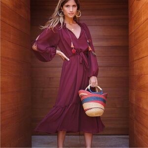 Misa Tereza Dress Purple Midi Pom Pom dress Small